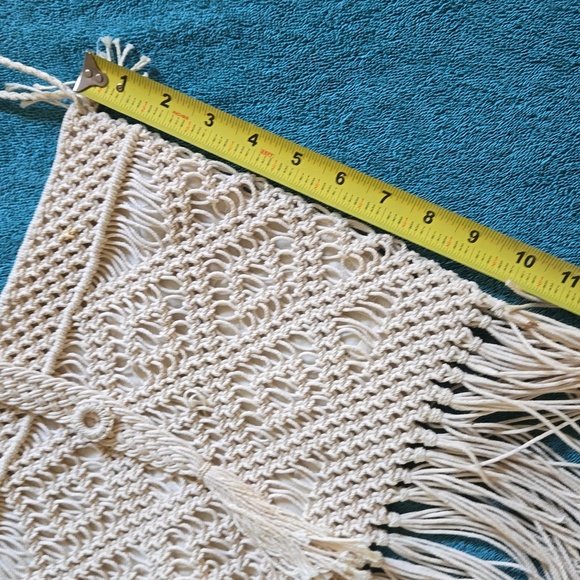 Beige Crochet Macrame Jute Shoulder Bag EUC 12" x 9-1/2" - Picture 8 of 13